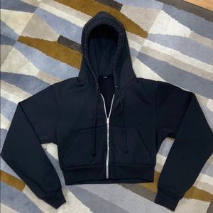 Black Cropped LA Apparel Zip Up Hoodie